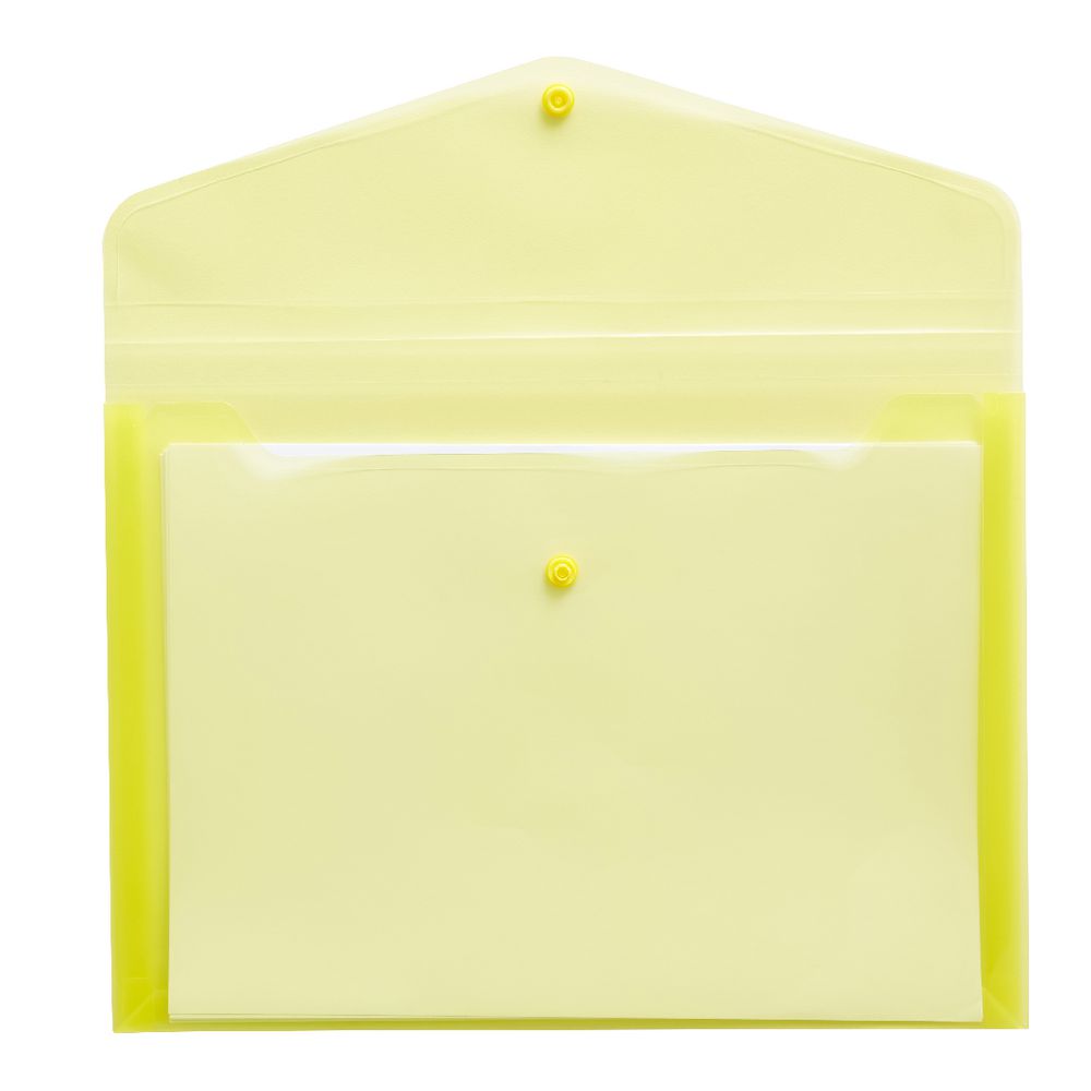 J.Burrows Document Wallet A4 Button Closure Yellow