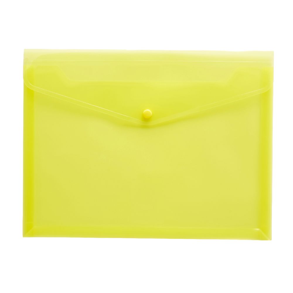 J.Burrows Document Wallet A4 Button Closure Yellow