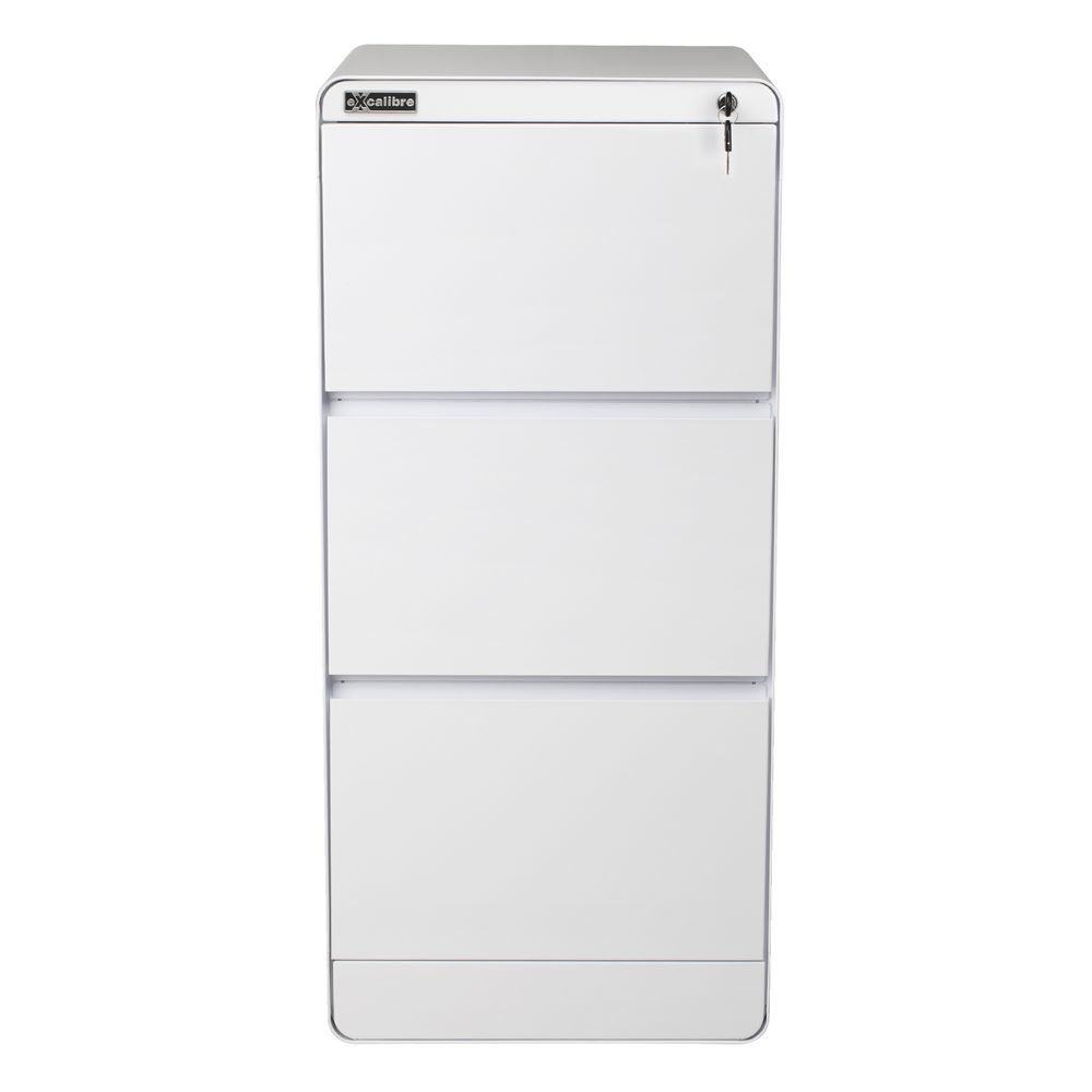 Excalibre 3 Drawer Filing Cabinet White