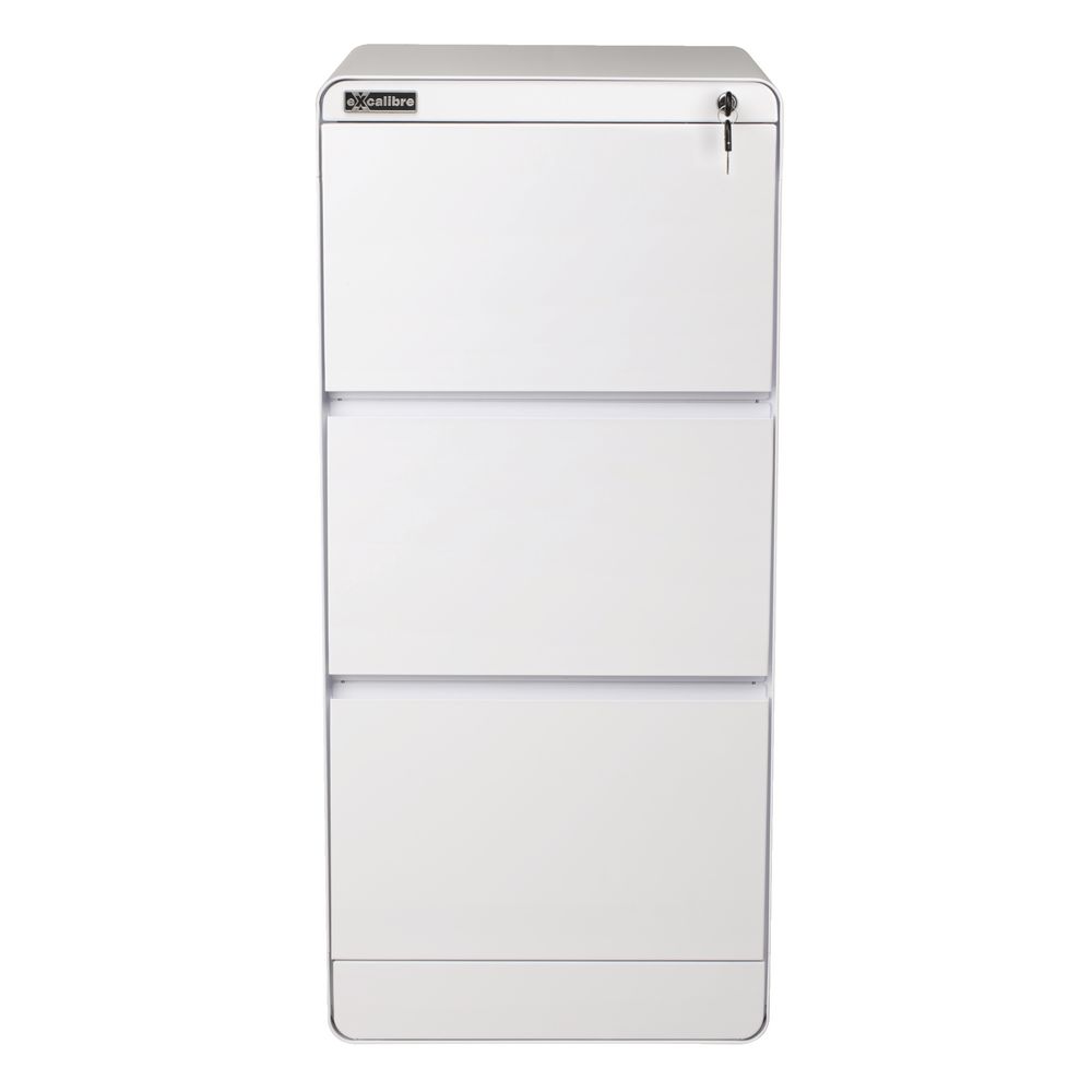 Excalibre 3 Drawer Filing Cabinet White