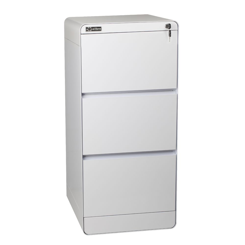 Excalibre 3 Drawer Filing Cabinet White