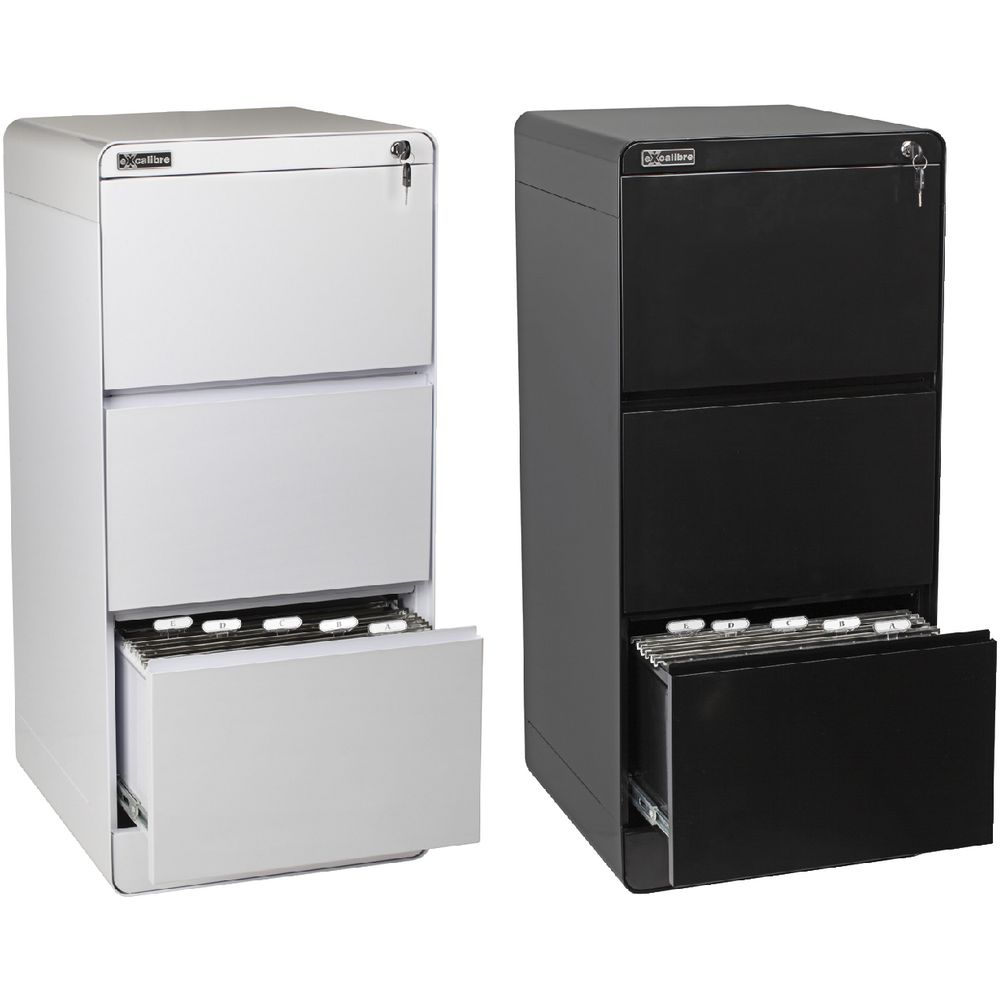 Excalibre 3 Drawer Filing Cabinet White