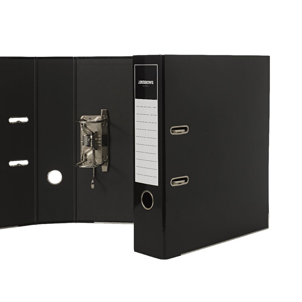 J.Burrows Gloss Lever Arch File A4 2 Ring Black