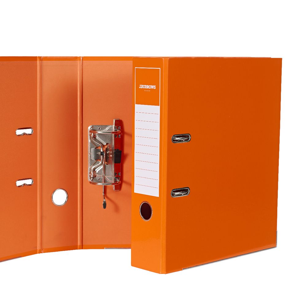 J.Burrows Gloss Lever Arch File A4 2 Ring Orange