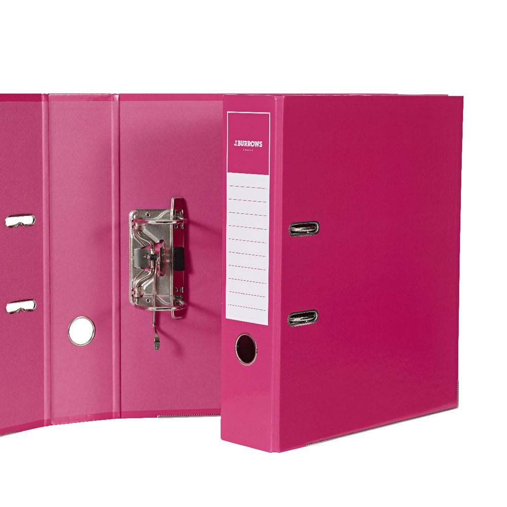 J.Burrows Gloss Lever Arch File A4 2 Ring Pink