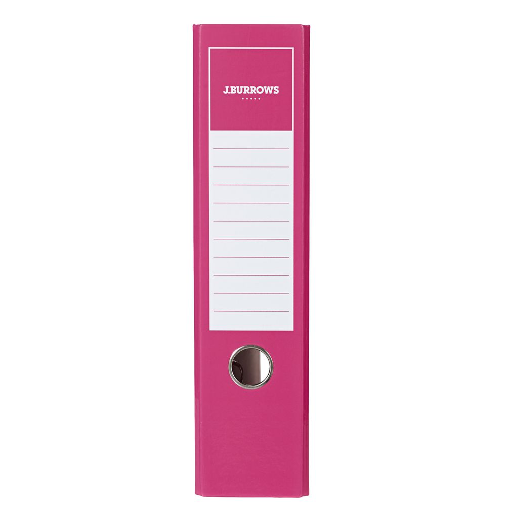 J.Burrows Gloss Lever Arch File A4 2 Ring Pink
