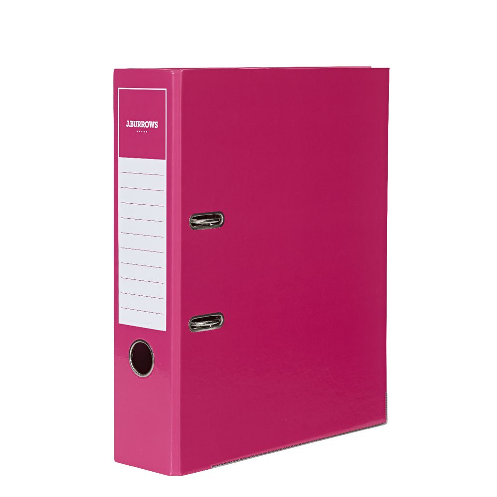 J.Burrows Gloss Lever Arch File A4 2 Ring Pink