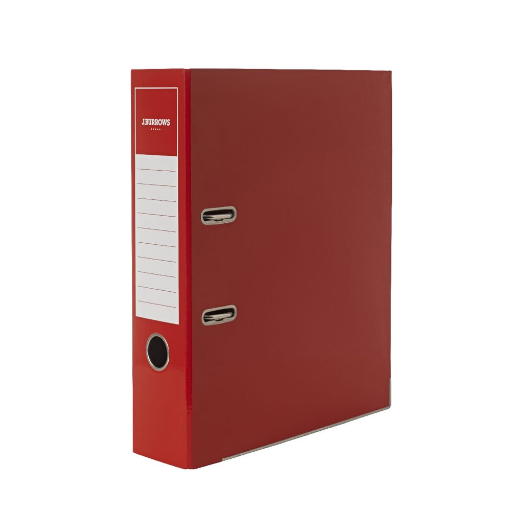 J.Burrows Gloss Lever Arch File A4 2 Ring Red