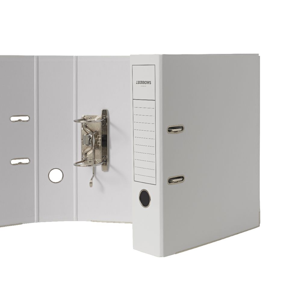 J.Burrows Gloss Lever Arch File A4 2 Ring White