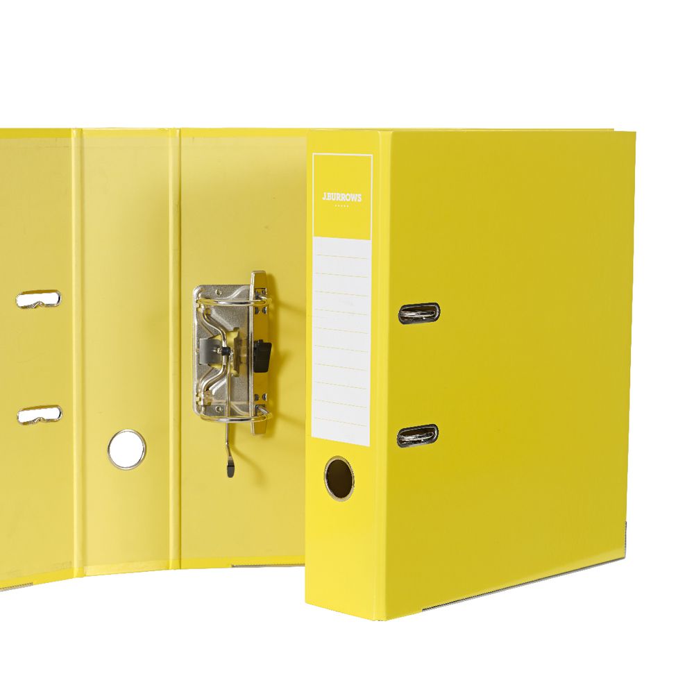 J.Burrows Gloss Lever Arch File A4 2 Ring Yellow