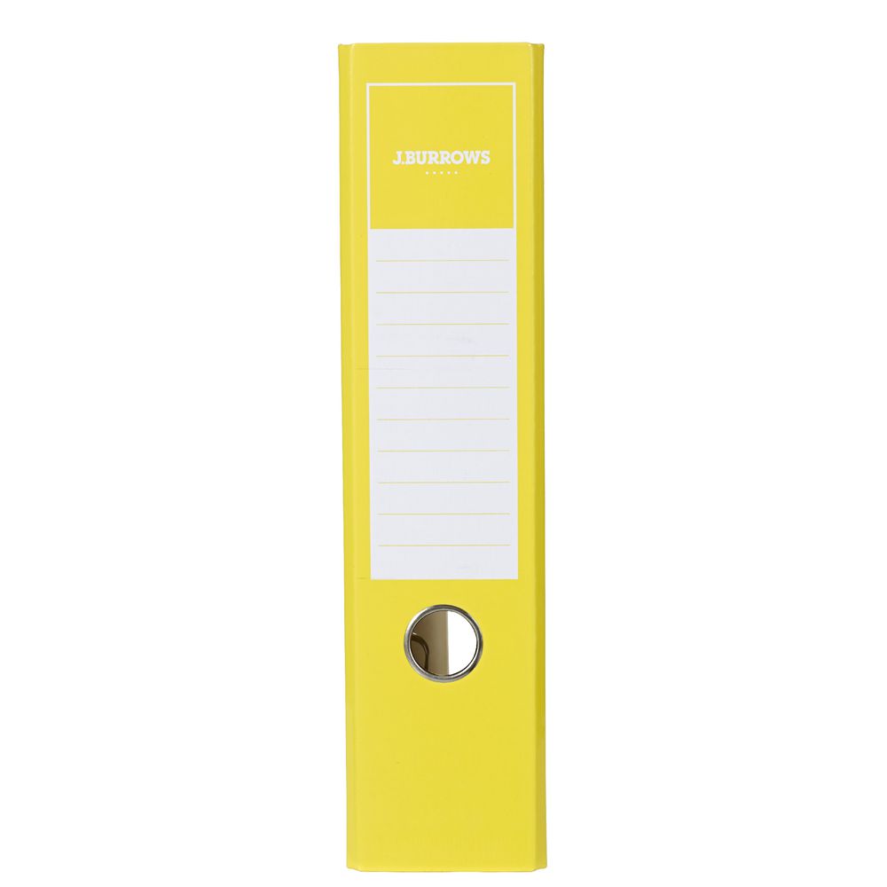 J.Burrows Gloss Lever Arch File A4 2 Ring Yellow