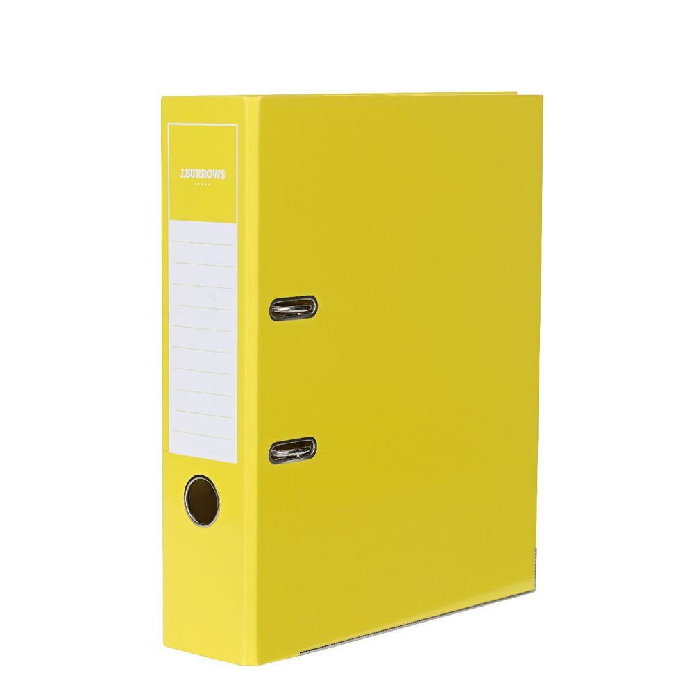 J.Burrows Gloss Lever Arch File A4 2 Ring Yellow