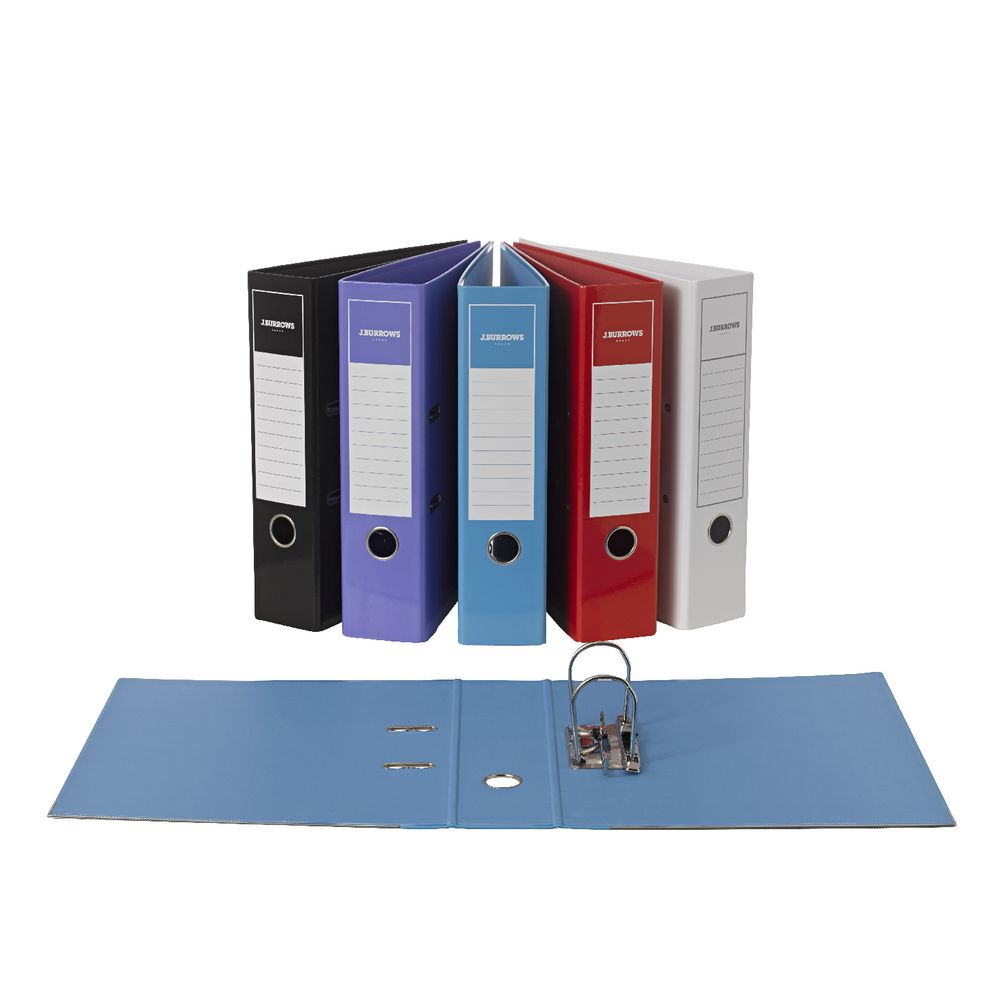 J.Burrows Gloss Lever Arch File A4 2 Ring Black