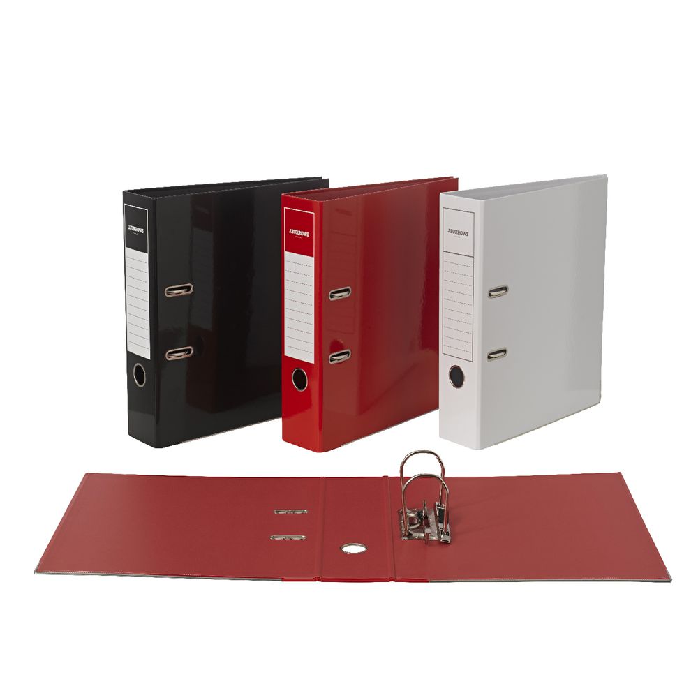 J.Burrows Gloss Lever Arch File A4 2 Ring Black