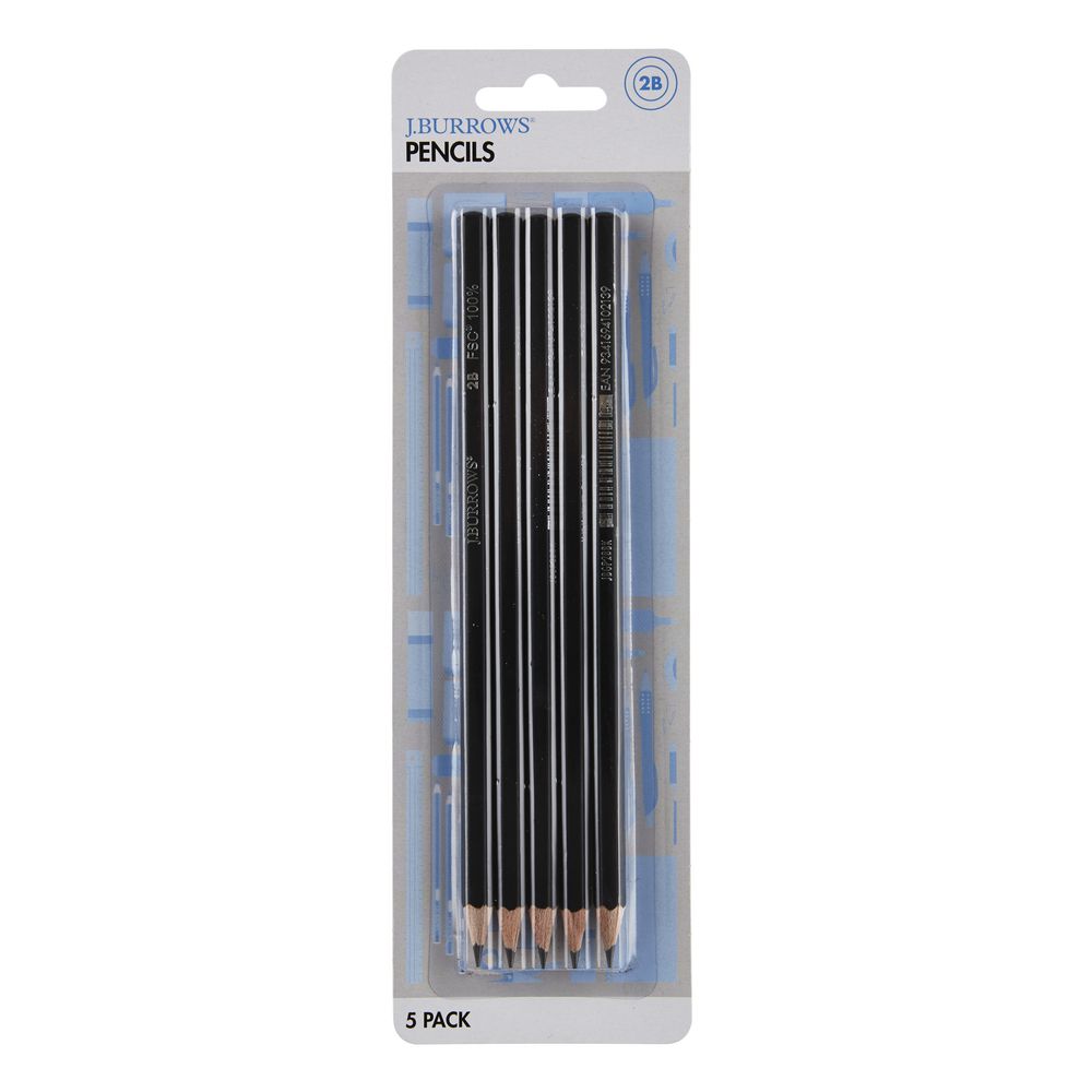 J.Burrows 2B Graphite Pencils 5 Pack