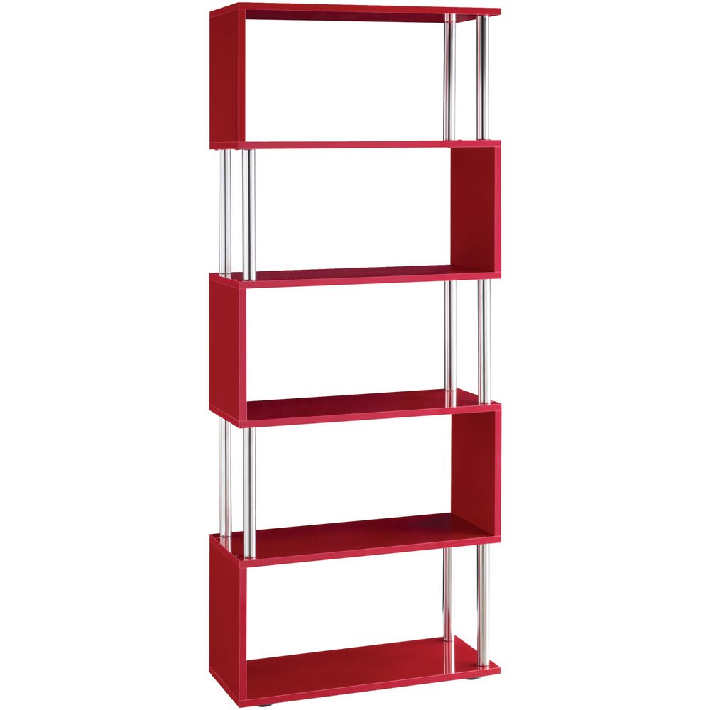 Halcyon Chrome and Gloss Bookcase Red