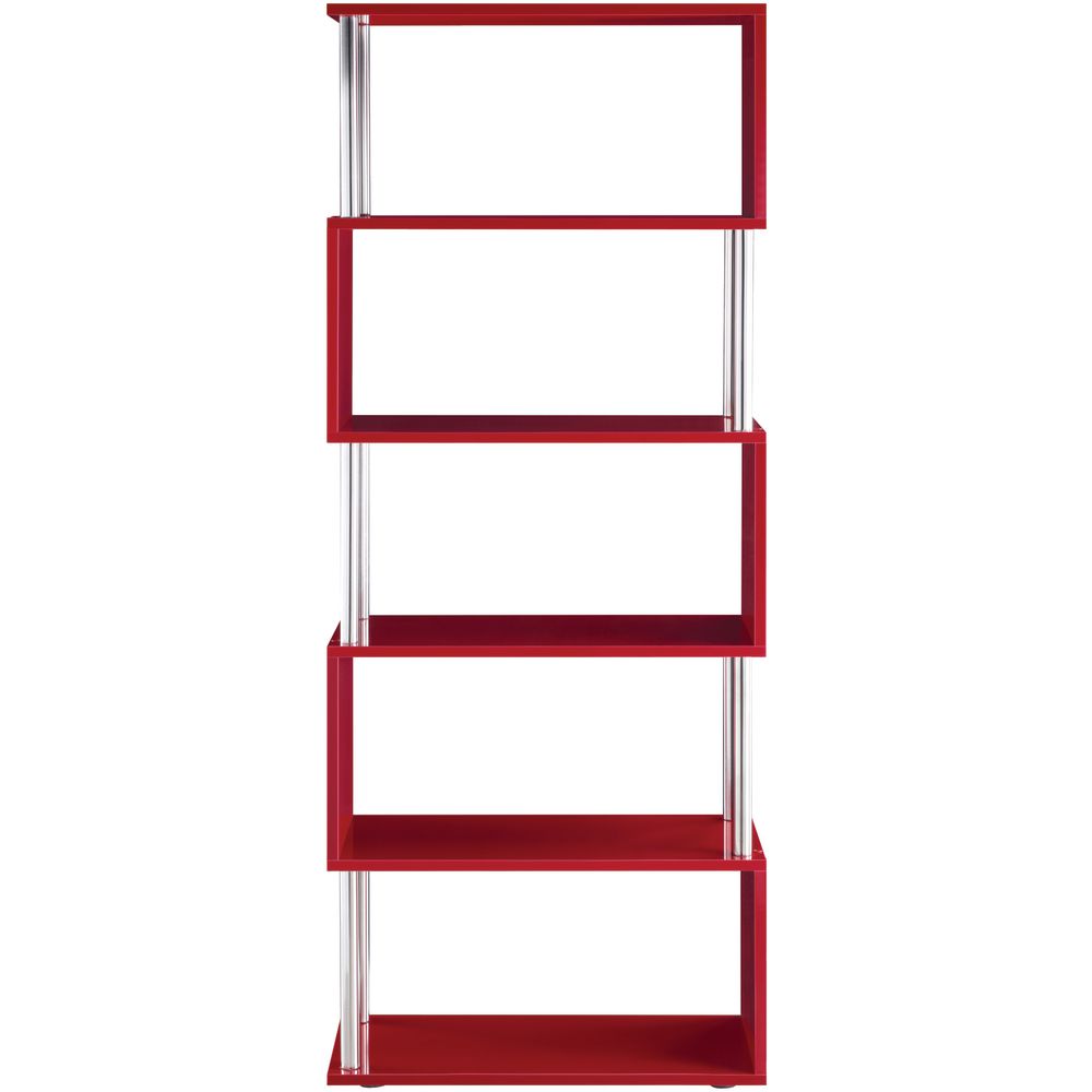 Halcyon Chrome and Gloss Bookcase Red
