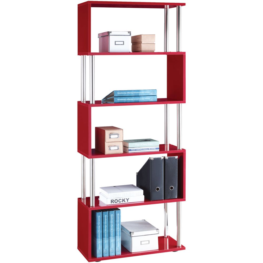Halcyon Chrome and Gloss Bookcase Red