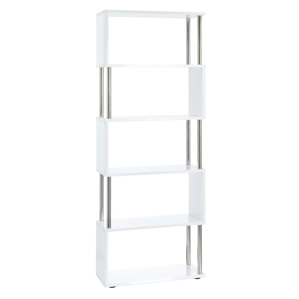 Halcyon Chrome and Gloss Bookcase White