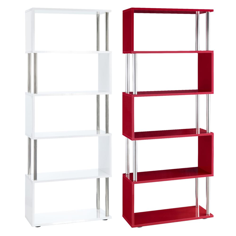 Halcyon Chrome and Gloss Bookcase White