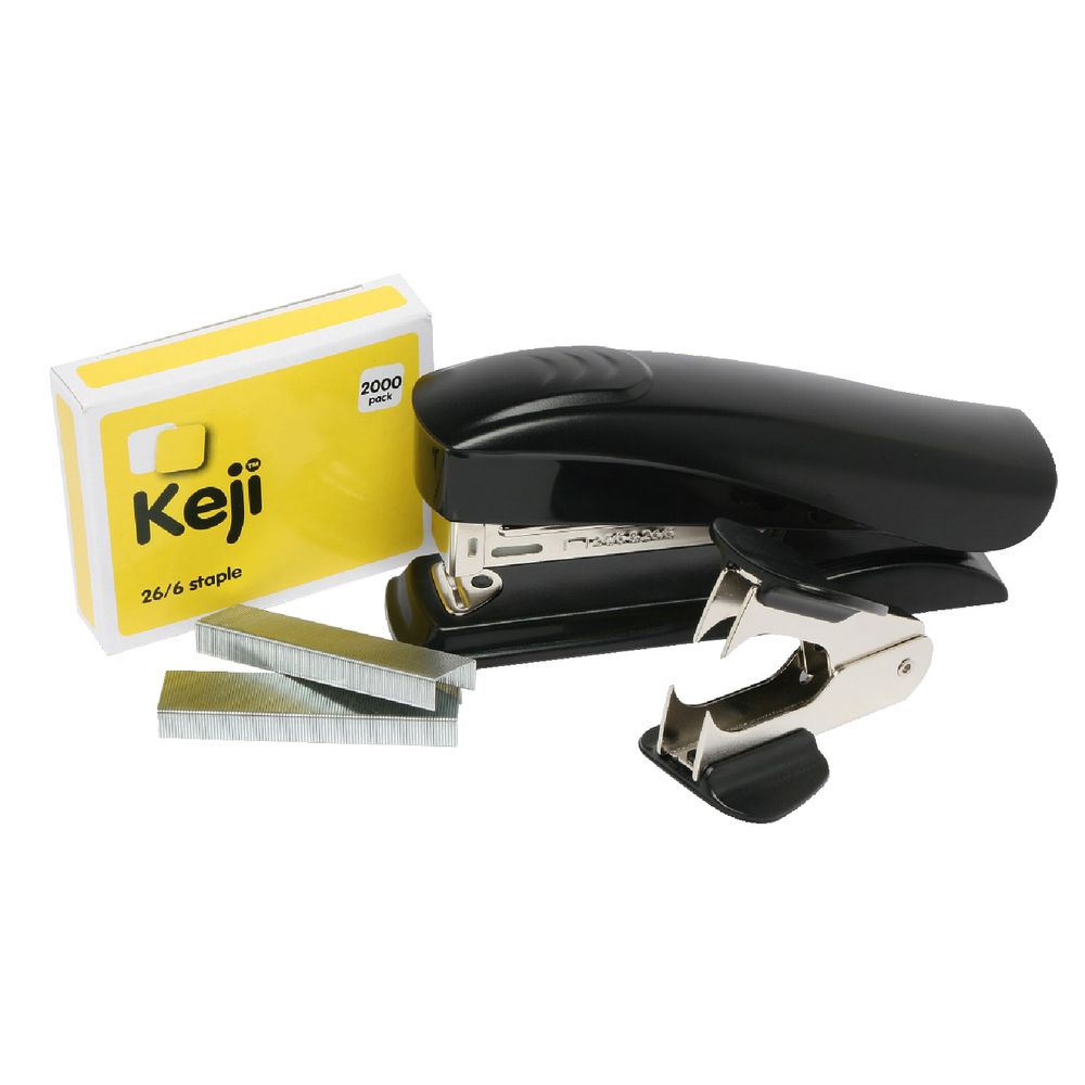 Keji Half Strip Plastic Stapler Value Pack Black