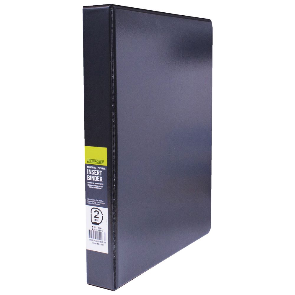 J.Burrows Insert Binder A4 2 D-Ring 25mm Black