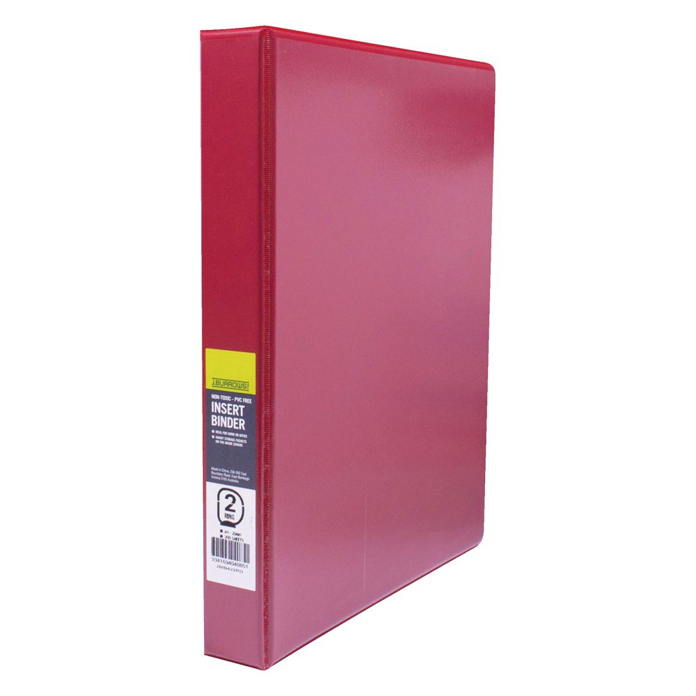 J.Burrows Insert Binder A4 2 D-Ring 25mm Red