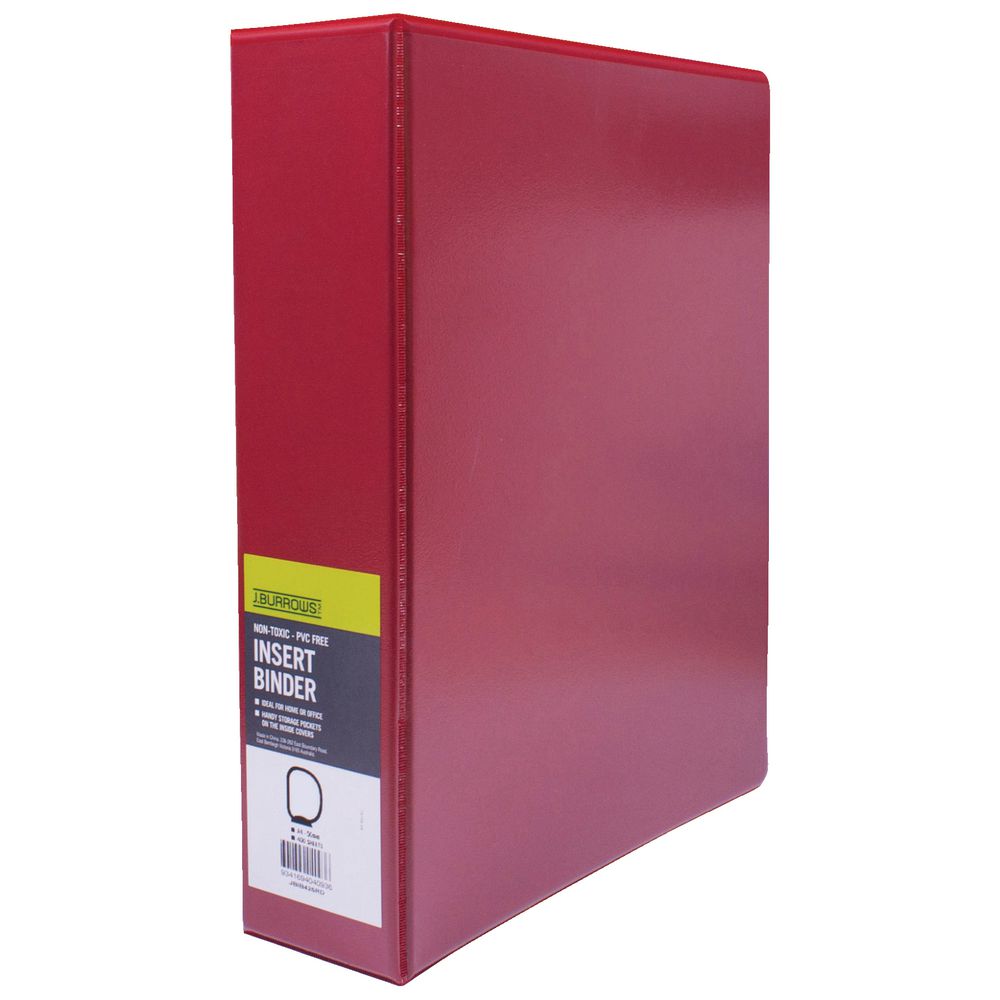 J.Burrows Insert Binder A4 3 D-Ring 50mm Red
