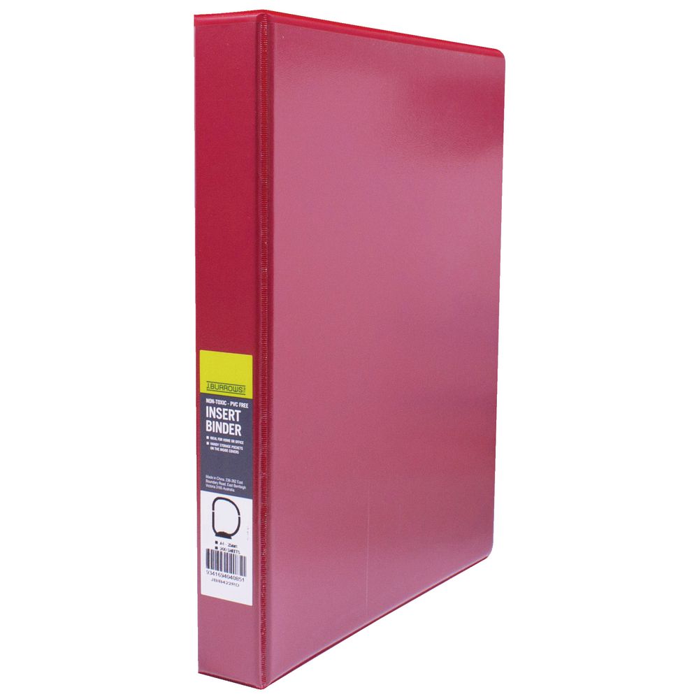 J.Burrows Insert Binder A4 4 D-Ring 25mm Red