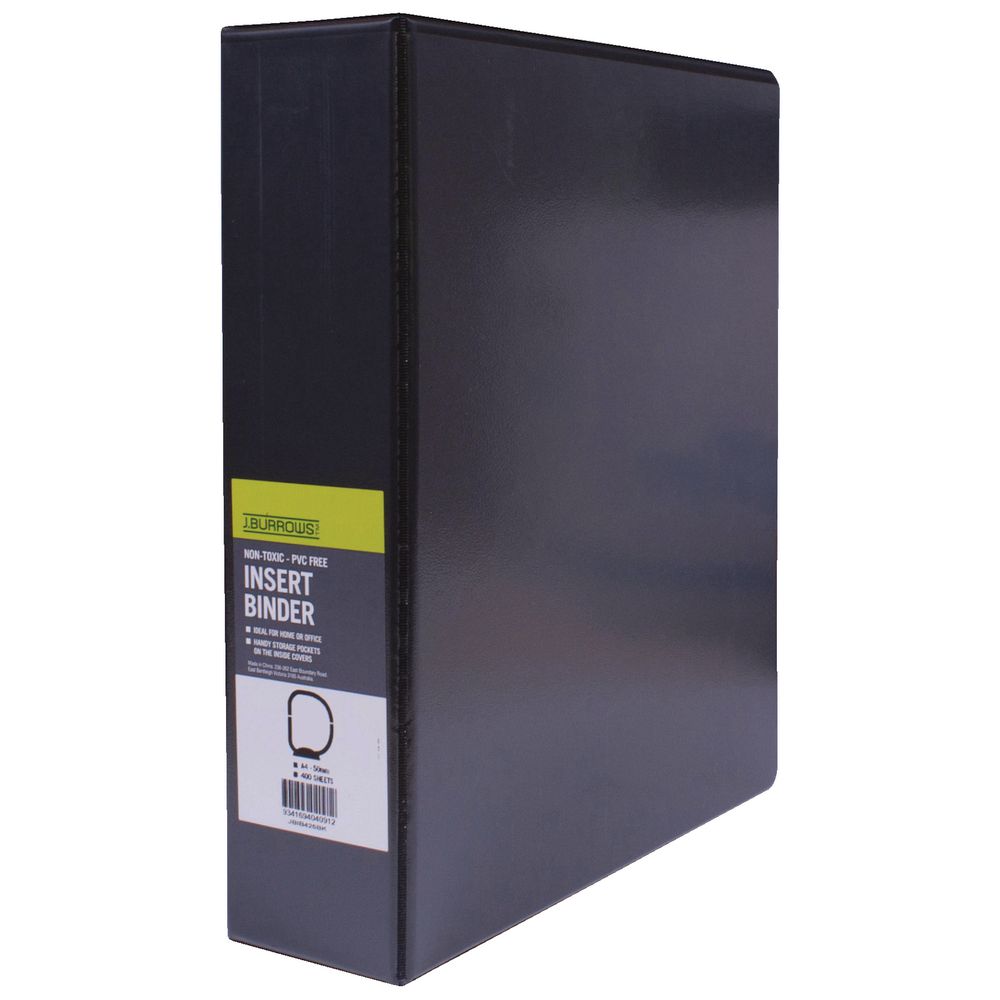 J.Burrows Insert Binder A4 4 D-Ring 50mm Black