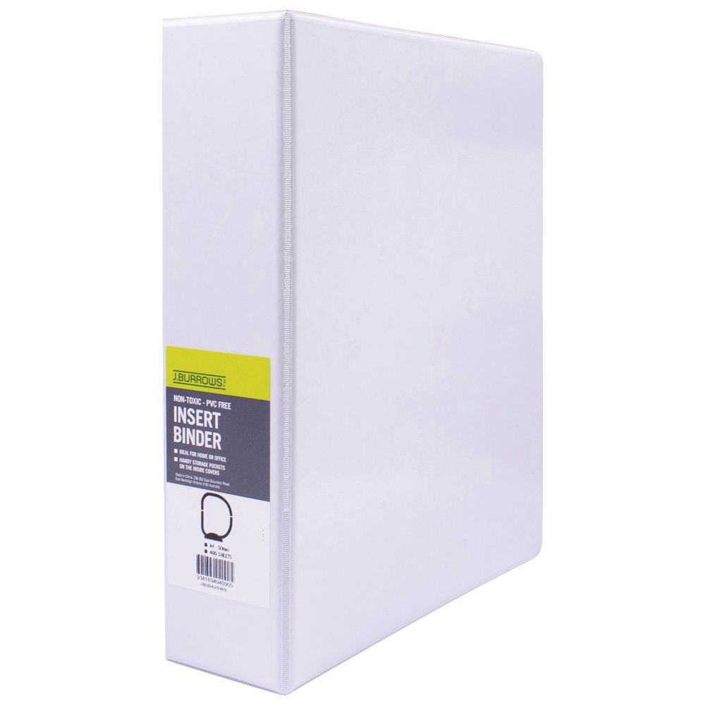 J.Burrows Insert Binder A4 4 D-Ring 50mm White
