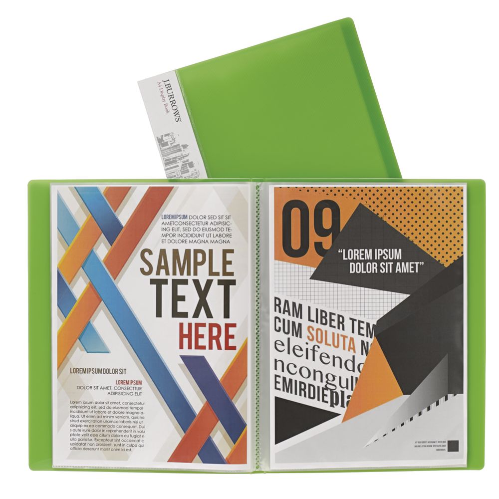 J.Burrows Display Book A4 20 Pocket Fixed Green