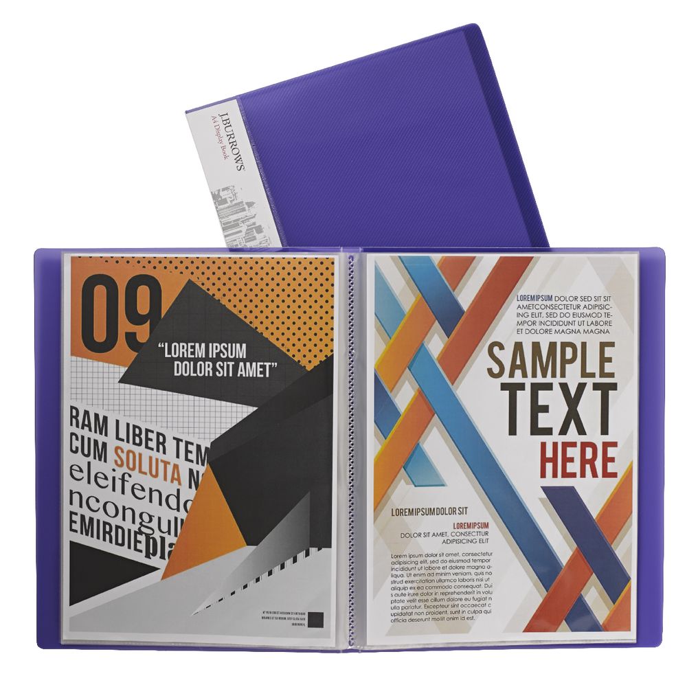 J.Burrows Display Book A4 20 Pocket Fixed Purple