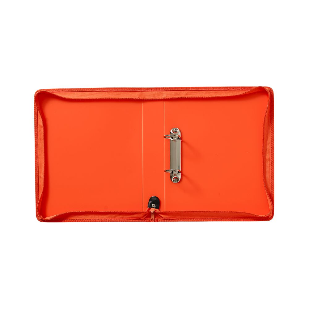 J.Burrows A4 2 D-Ring 38mm Zipper Binder Orange