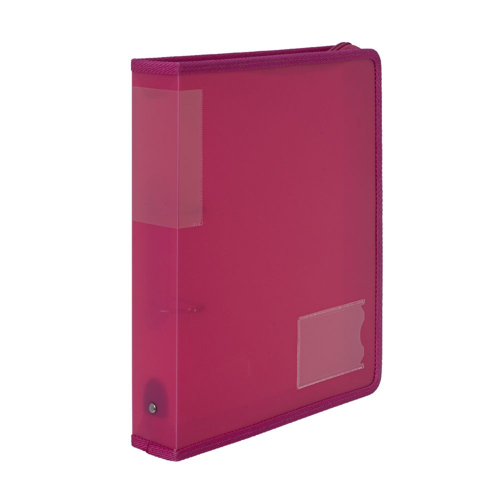 J.Burrows A4 2 D-Ring 38mm Ice Zipper Binder Pink