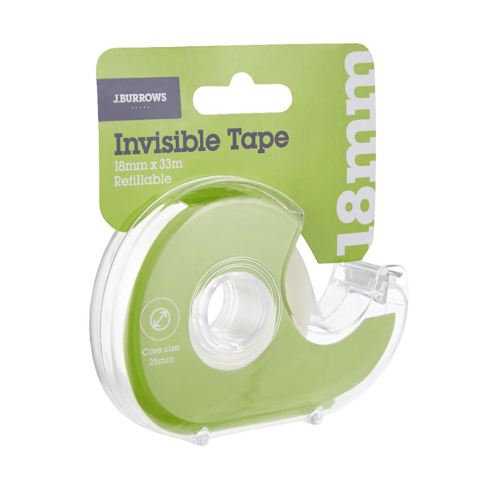 J.Burrows Invisible Adhesive Tape with Dispenser 18mm x 33m
