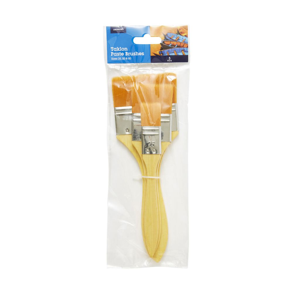 J.Burrows Taklon Paste Paintbrush Set Pack 3