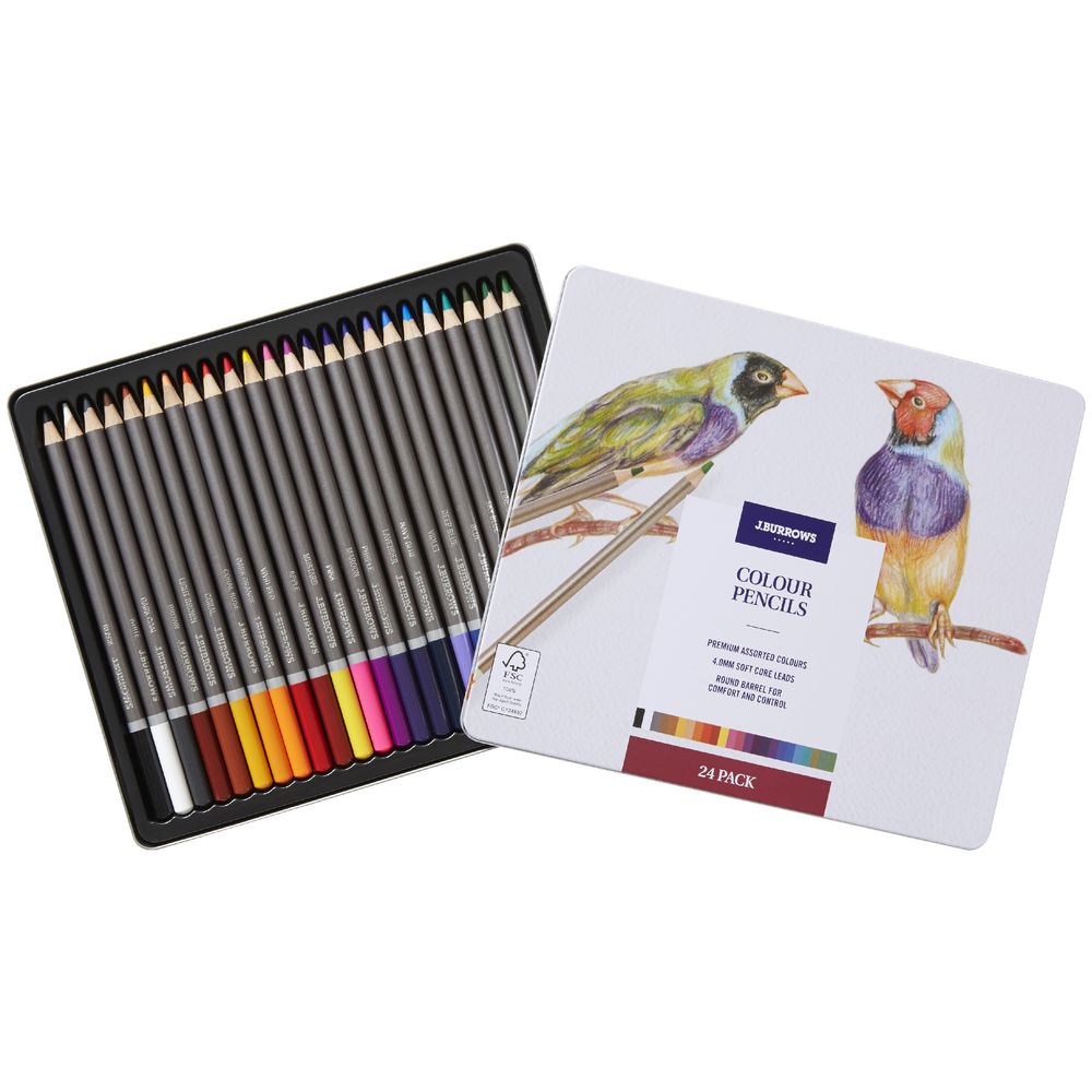 J.Burrows Artist Coloured Pencils 24 Pack