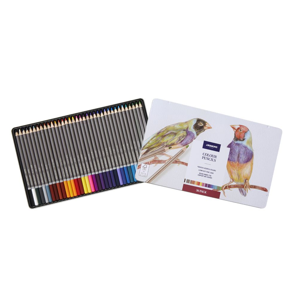 J.Burrows Artist Coloured Pencils 36 Pack