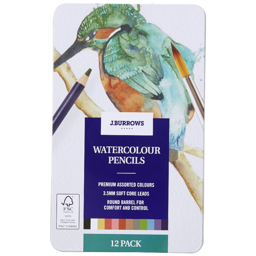J.Burrows Watercolour Pencils 12 Pack