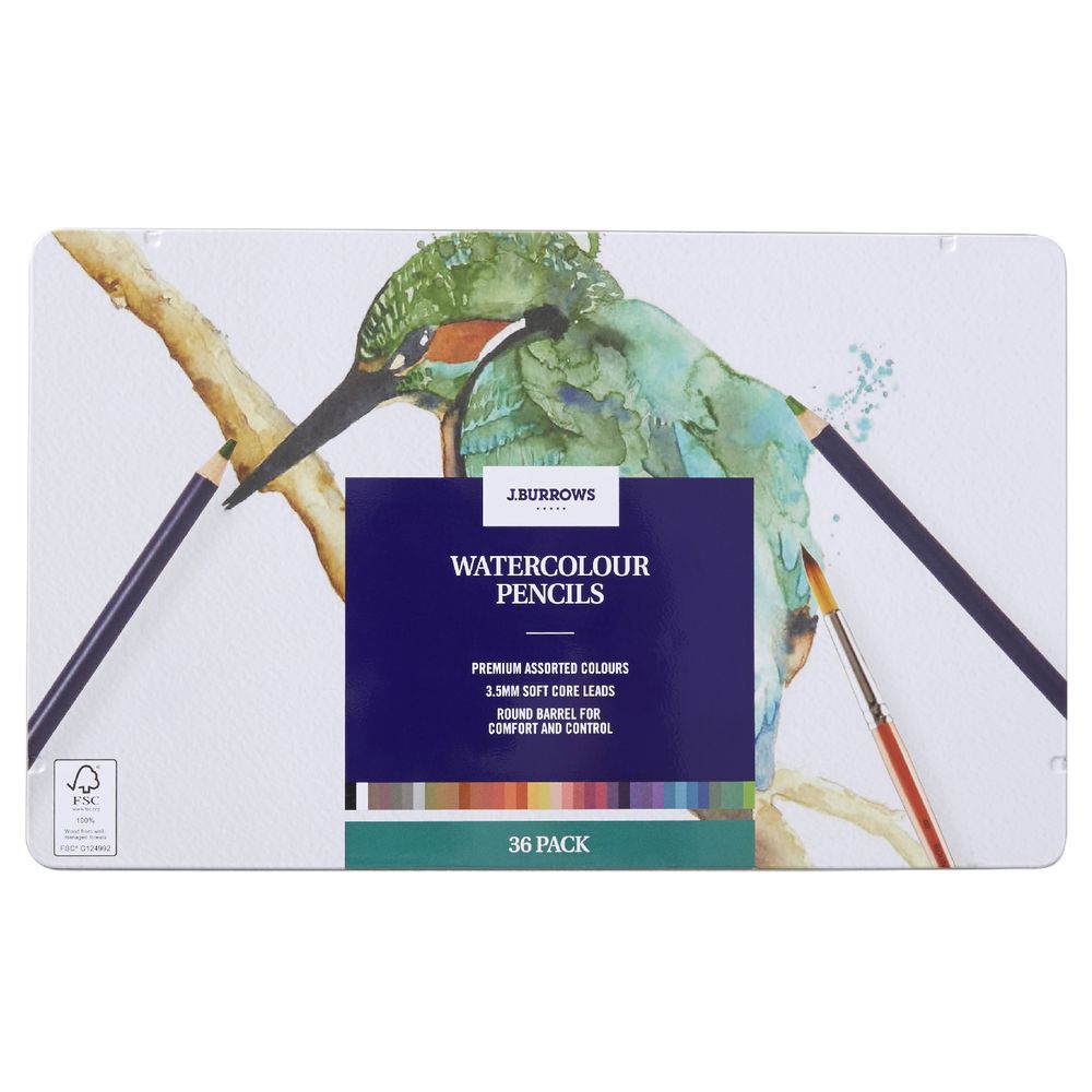 J.Burrows Watercolour Pencils 36 Pack