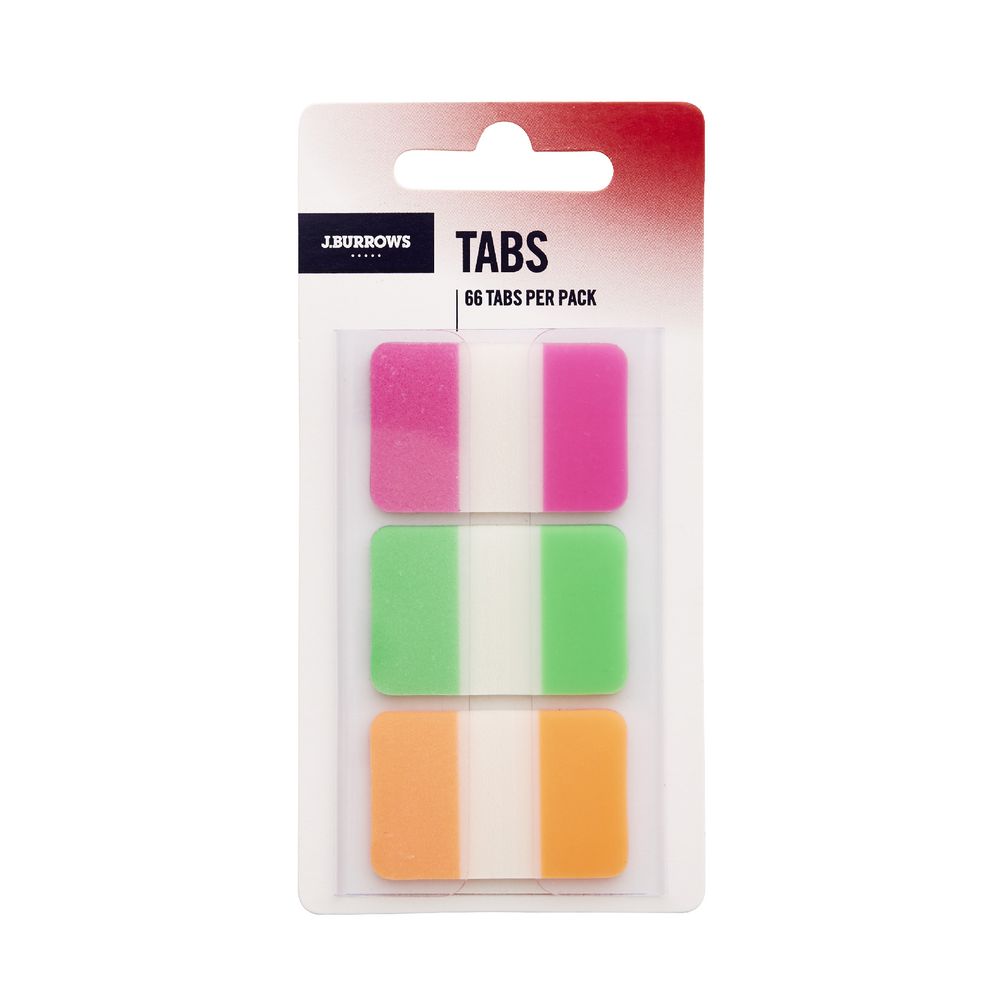 J.Burrows Tabs 25 x 38mm Assorted 3 Pack