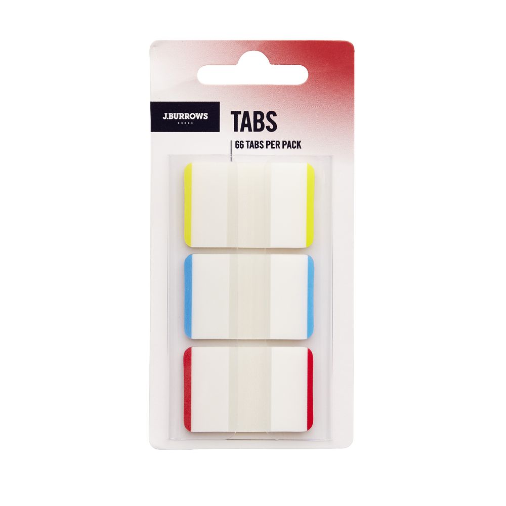J.Burrows Filing Tabs 25 x 38mm Coloured Borders 3 Pack