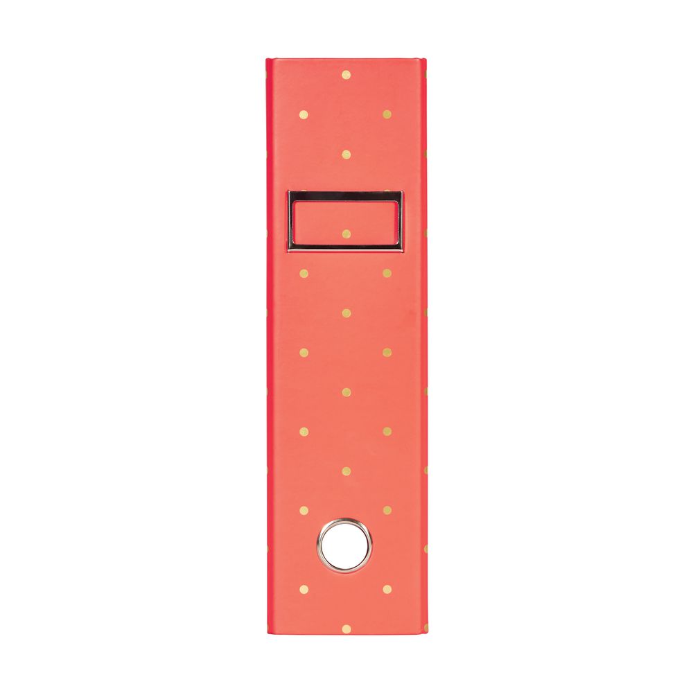 Otto A4 Lever Arch File 70mm Foil Tangerine Polka Dot
