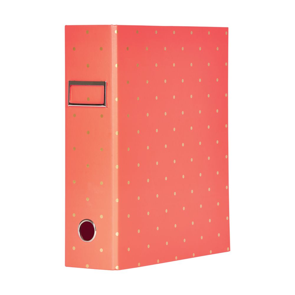 Otto A4 Lever Arch File 70mm Foil Tangerine Polka Dot
