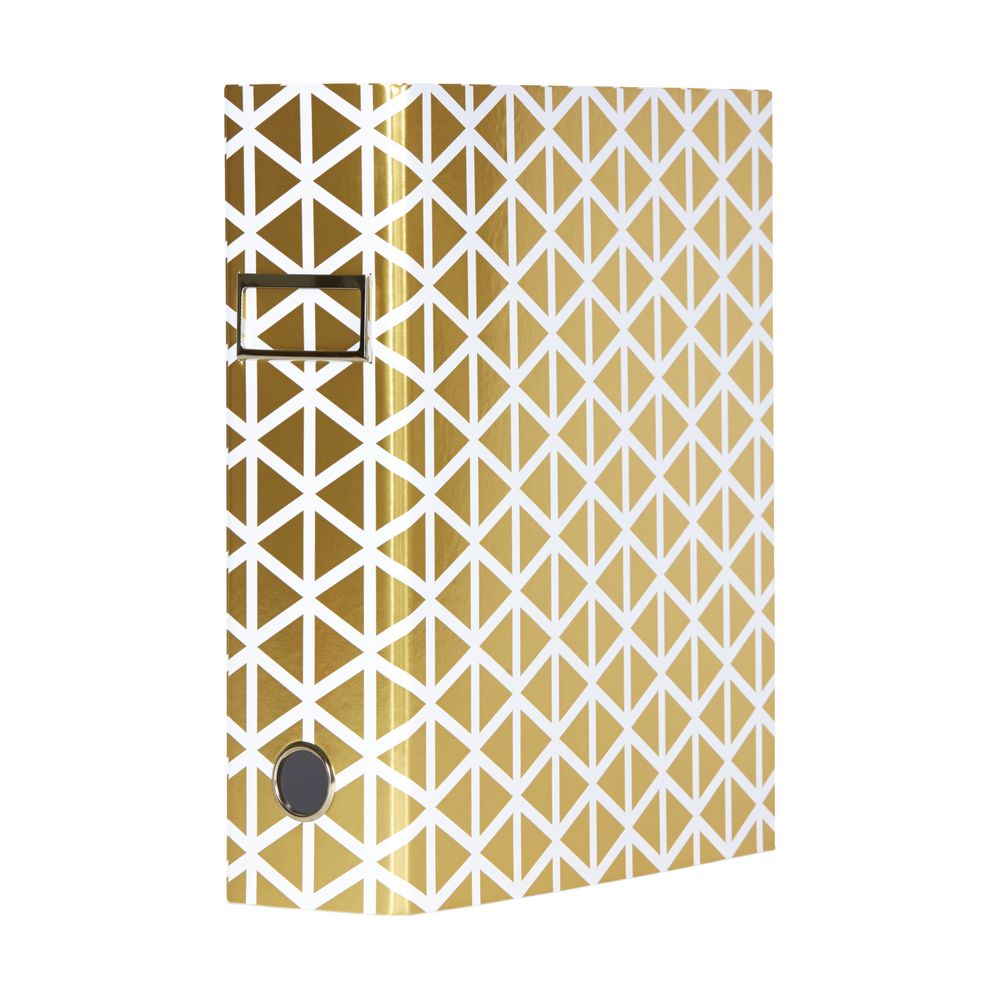 Otto A4 Lever Arch File 70mm Foil Geometric Gold