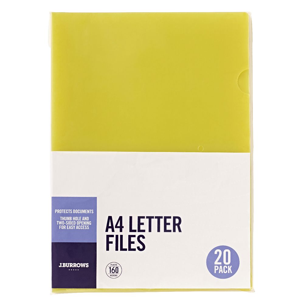 J.Burrows Letter File A4 Yellow 20 Pack
