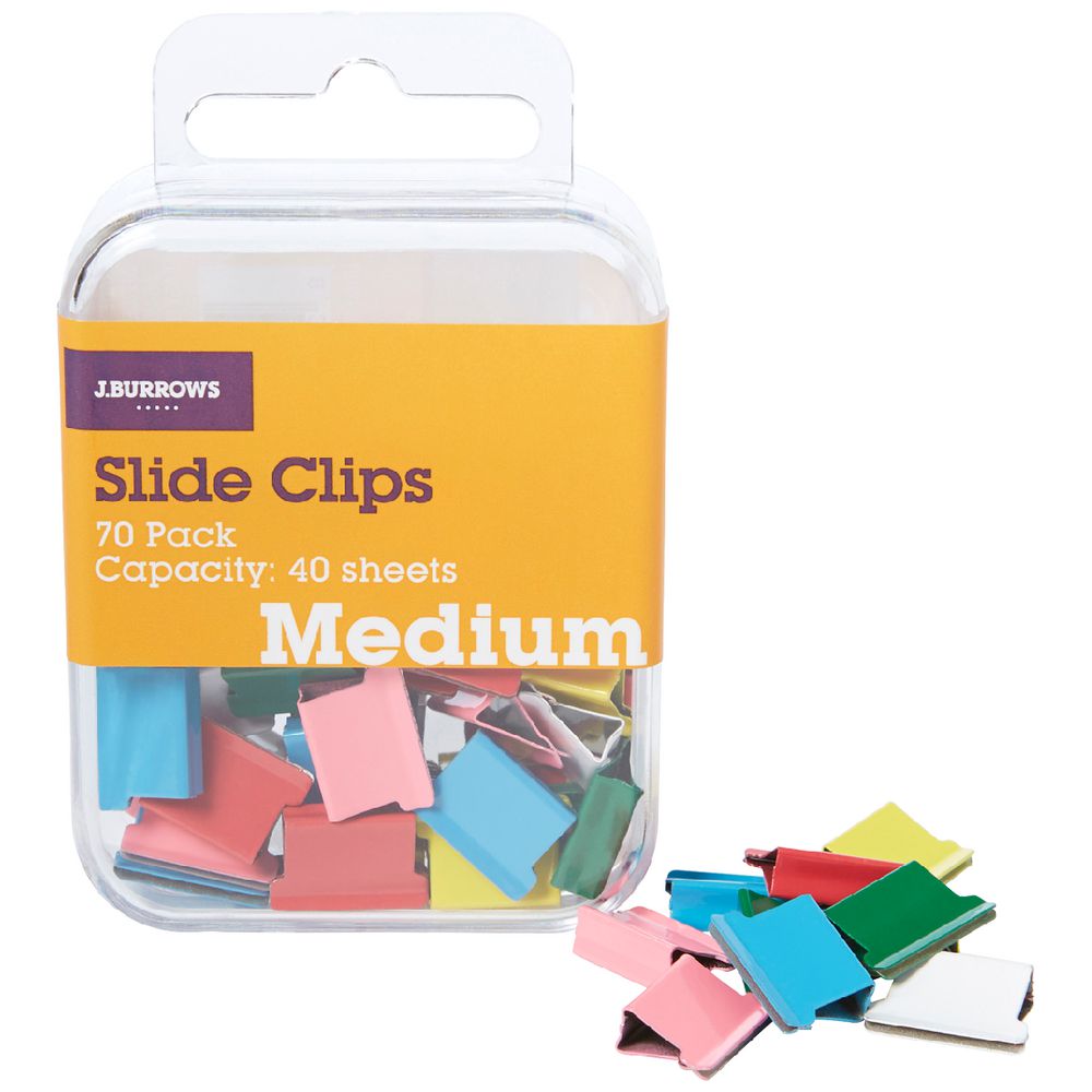 J.Burrows Slide Clips Refills Medium Assorted 70 Pack