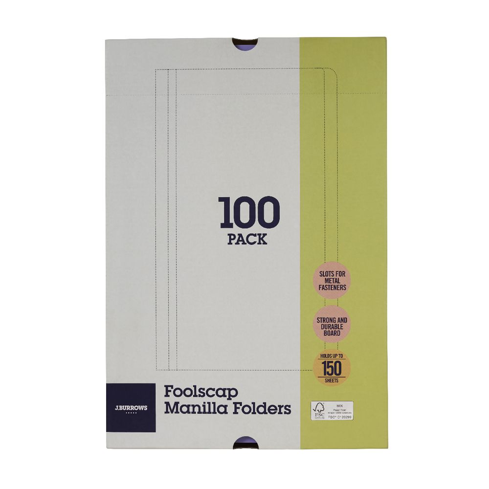 J.Burrows Manila Folder Foolscap Purple 100 Pack