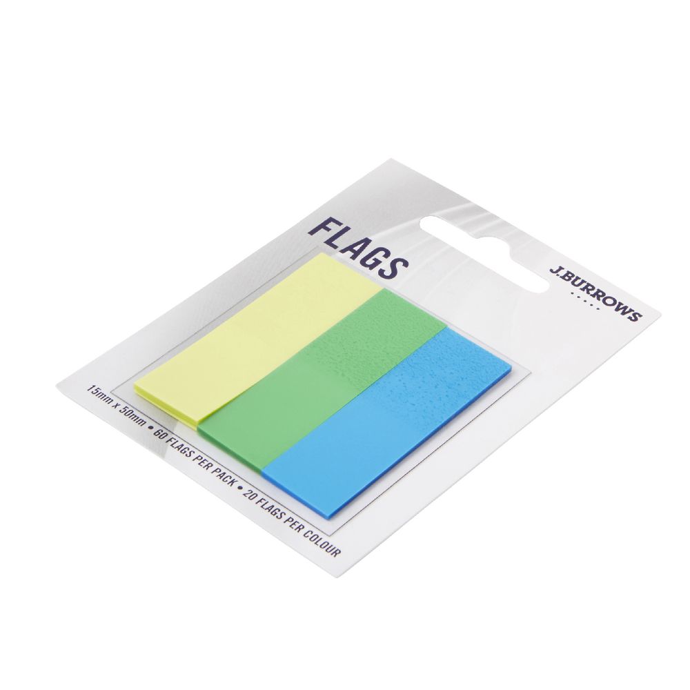 J.Burrows Translucent Flags 15 x 50mm Green and Blue 3 Pack